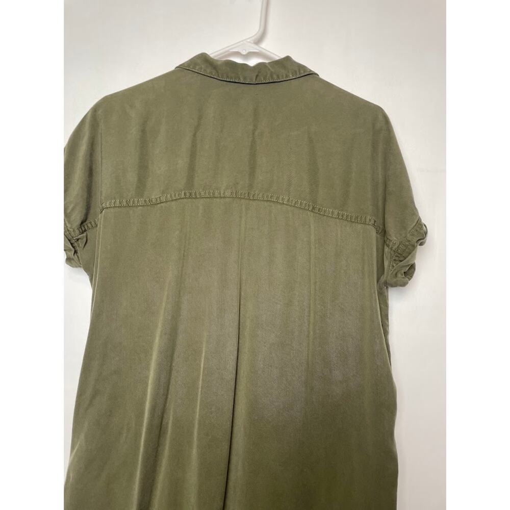 Gap Shirt Dress Popover Collared Short Sleeve Casual Knee Length Olive Womens S - Picture 7 of 13